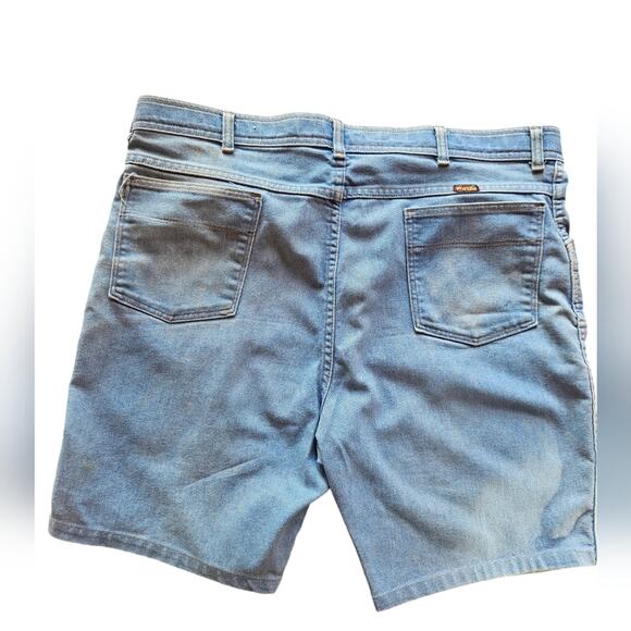 Vintage Wrangler Jorts Men 42 Casual Distressed Cotton Flat Front Shorts Blue - Picture 2 of 10
